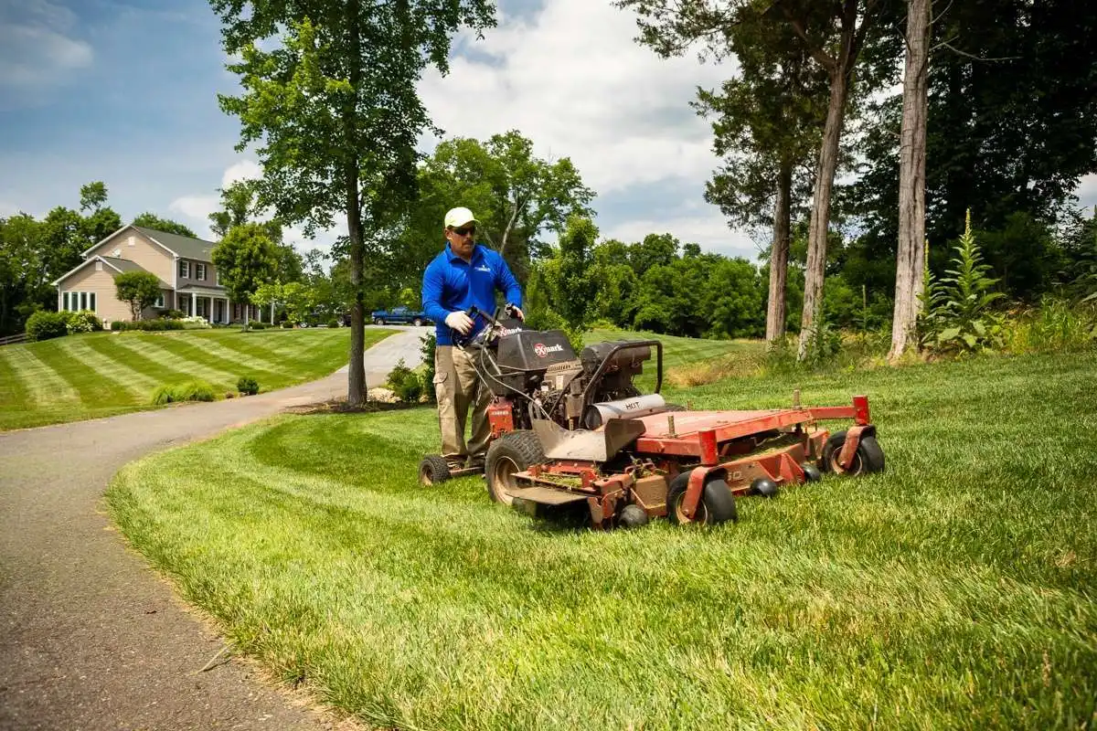 nice lawn worker mowing 1